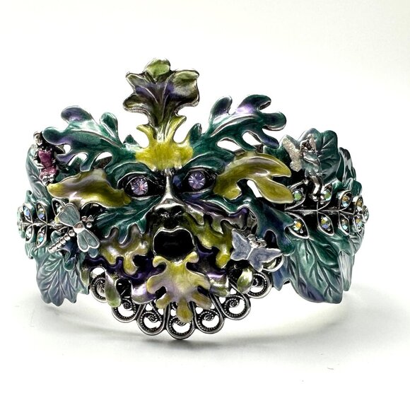 Kirk's Folly Enchanted Forest Green Man Clamper—Collectible Enamel Bracelet—NWOT - Picture 1 of 13